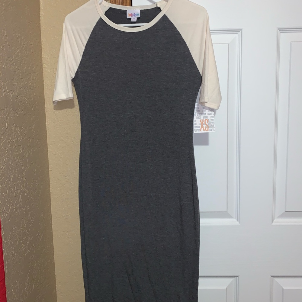 Gray and cream lularoe Julia dress